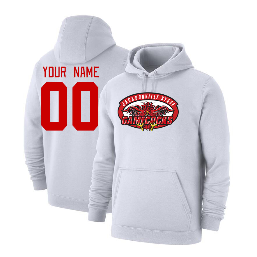 Custom Jacksonville State Gamecocks Name And Number Hoodies-White